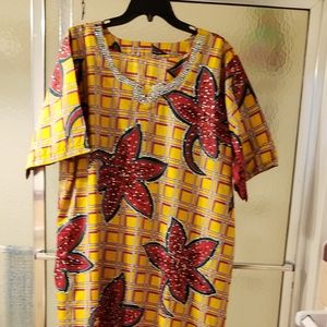 NWOT Beaded Cotton Fabric; Maxi Dress; 2XL; $100.